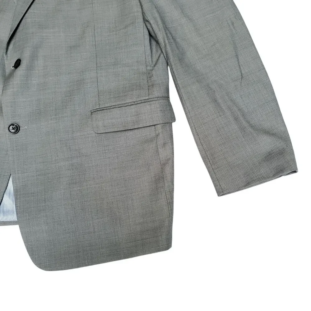 Tommy Hilfiger Gray Worsted Wool 2-Btn 2 Vent Sport Coat Blazer Jacket 48L Long